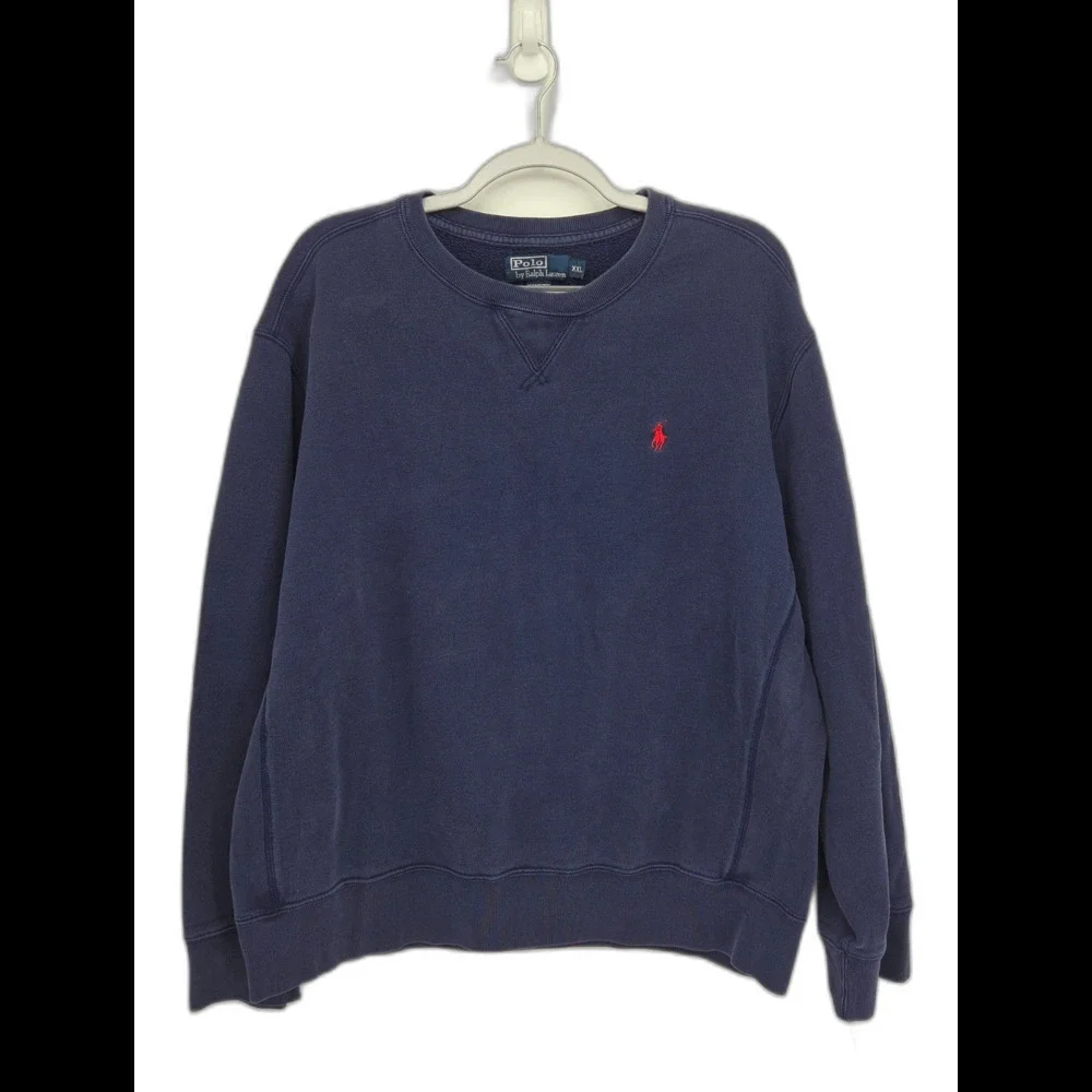 Vintage Polo Ralph Lauren Mens XXL Sweatshirt Navy Blue Red Pony Crewneck Y2k